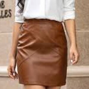Brown Faux Leather Skirt‎ NWT